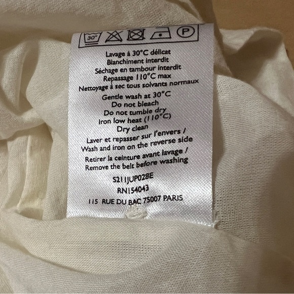 Sezane Hanna Skirt High Waist Midi Belted Button Front Cotton Cream Size 12 (44) - Picture 12 of 14